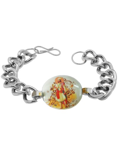 Elegant Silver shivaji Maharaj Stainless steel Bracelets